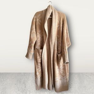 The Great. Long cozy knit fair isle sweater cardigan in a size 1